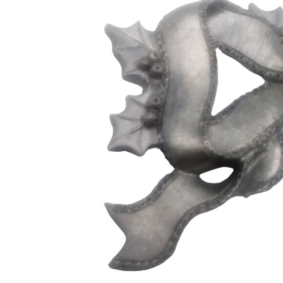 Metzke Pewter Signed1989 Bowtie Holly Hanging Christmas Design Rare Find Vintage - Picture 6 of 10